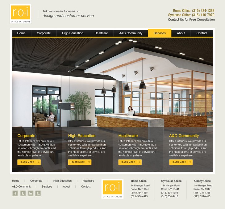 New Website Design Wanted For R O I Office Interiors Web