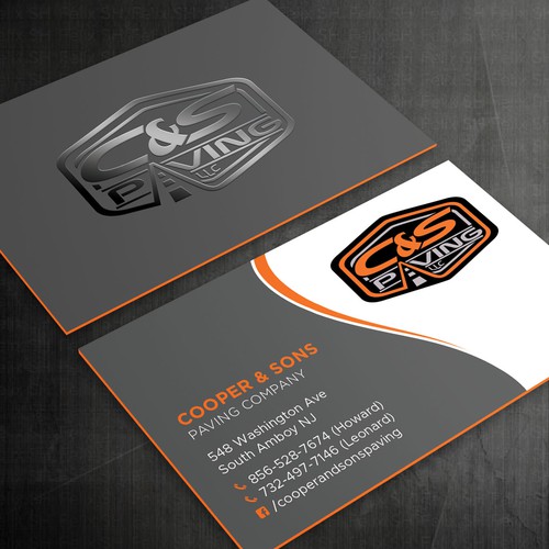 We are an asphalt paving company  card with character, style, stands out from everyone nothing bland no white ,add stuff Design by Felix SH