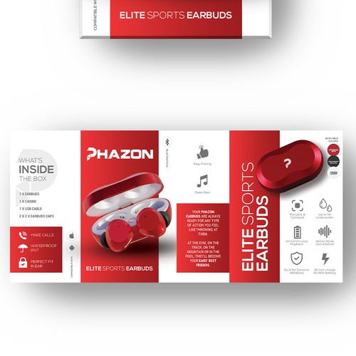 Wireless earbuds packaging box sleeve design Design by intanamir