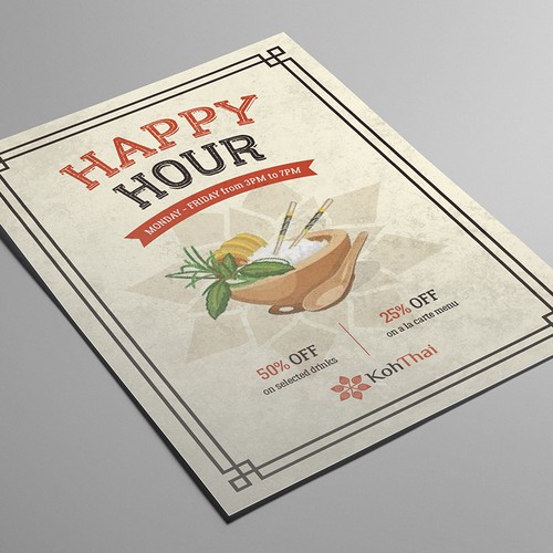 Happy Hour Poster for Thai Restaurant Design by Nikguk