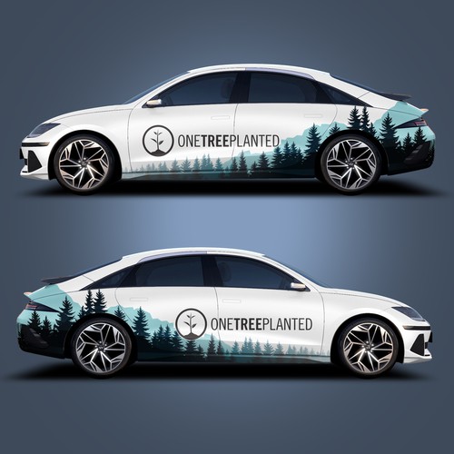 Design a sleek and professional vehicle wrap for a reforestation nonprofit's EV fleet Design by Avriel