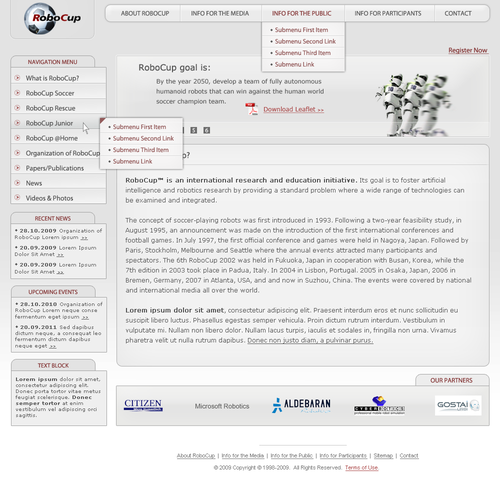 Design di RoboCup Website Design (home + sub) di e-kar