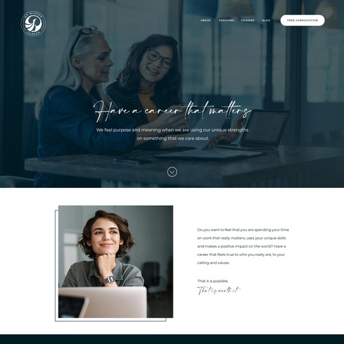 Create a website for a new business to attract corporate women to discover a more meaningful career. Design by byBeatrice