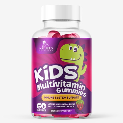 Tasty Kids Multivitamin Gummies Product Label for Nature's Nutrition Design by gs-designs