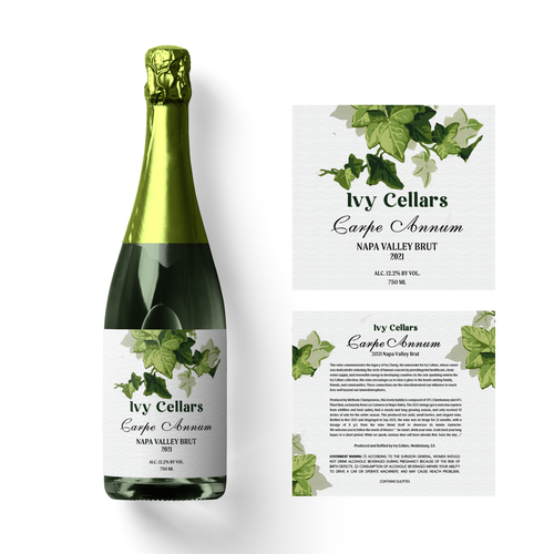 Ivy Cellars sparkling wine label Design by halesen