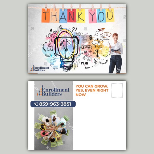 Design a thank you card for us to send to clients using our ad creative as inspiration Design by allMarv