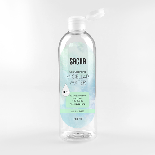 Sacha Micellar Water bottle 500ml Design by Ilka A.