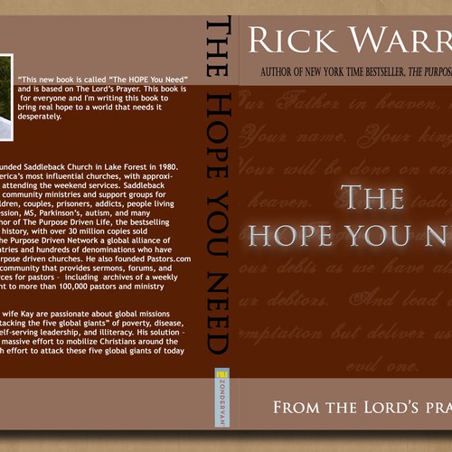 Design Rick Warren's New Book Cover Design por TouchofHoneyDPP