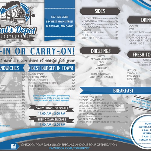 Sub & Burger Restaurant needs NEW DESIGN take out menu! Design by esse.