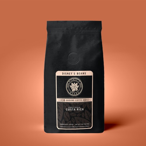 Designs | Disney's Beans First custom ground coffee product label ...