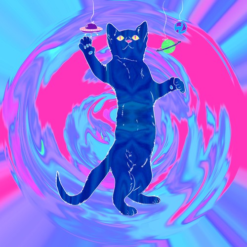 Psychedelic Cats Auto Generated Trading Cards to raise money for Cat Rescue デザイン by Ivy Illustrates