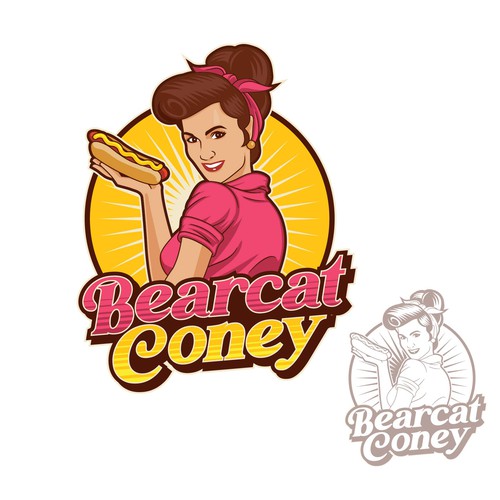 G-Rated Cartoon PinUp Girl girl logo for Retro Coney Hotdog restaurant Design by 262_kento