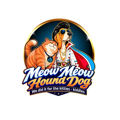 "Fun cat and elvis hound dog logo to use on apparel and race car livery" winning Business card