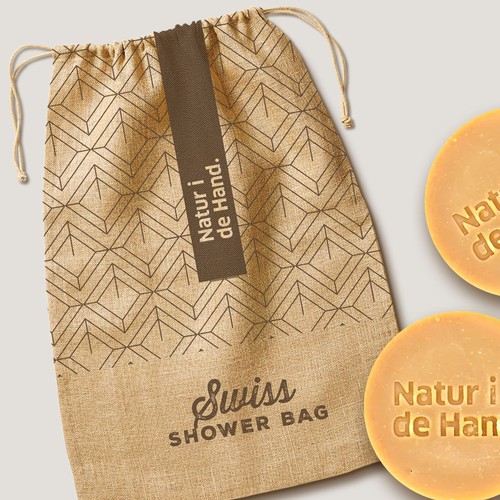 Eye-catching, trendy and environmentally friendly packaging for shampoo bar and natural soap produce Design by intanamir