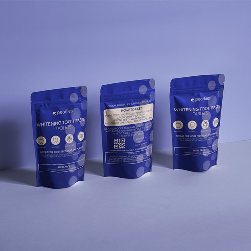 Design an attractive refill pack for a trendy new toothpaste tablet brand Design by Radu Rodica Mihaela