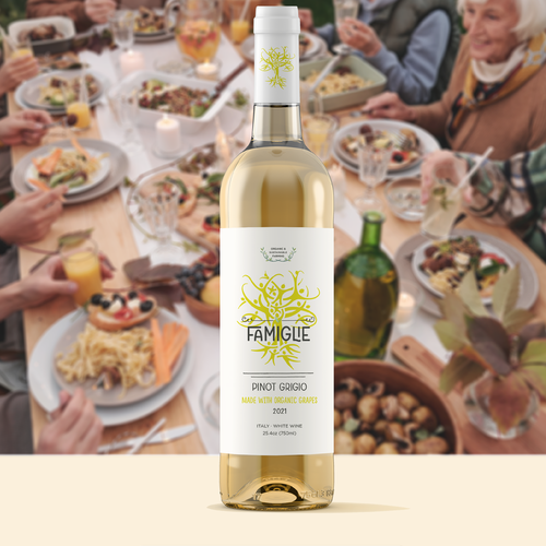 Famiglie Sustainable orgnaic label/wine - use the family tree logo on the old lable Design by tais.designedthis