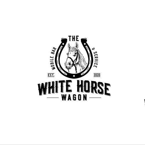 Logo For Mobile Bar (converted horse trailer) called The White Horse Wagon Design by Sava M- S Design