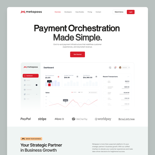 One page web design for payment orchestration platform Design by Ali Sayfiddinov