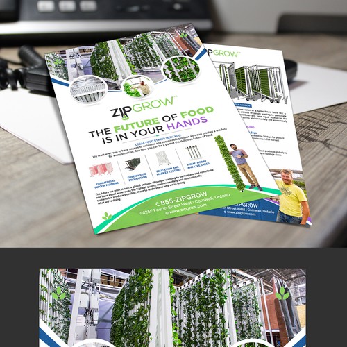 Brochure design for indoor, vertical hydroponic farm Design by Logicainfo ♥