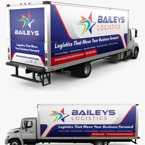 "Create a bold, professional truck wrap for a fast-growing logistics company" winning Car, truck or van wrap by RED DOT