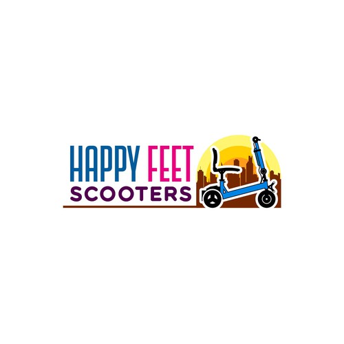 Fun, bright colored, modern logo for theme park scooter rental Design by The Last Hero™