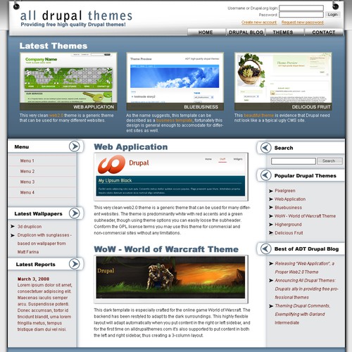 Exciting Design for New Drupal Template store - Win $700 and more work Design by BigPimpin