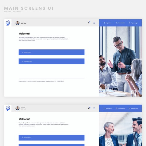 Please freely create the main (3) screens UI Design by TuDuong