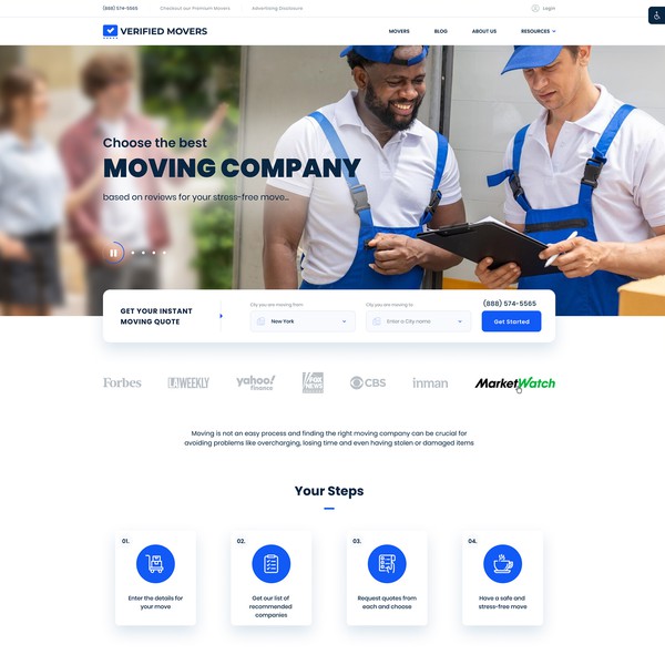 Conversion focused redesign of a listing website for moving companies (VerifiedMovers.com)
