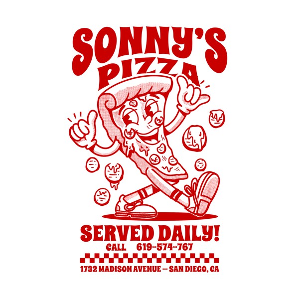 illustration for pizza t-shirt design