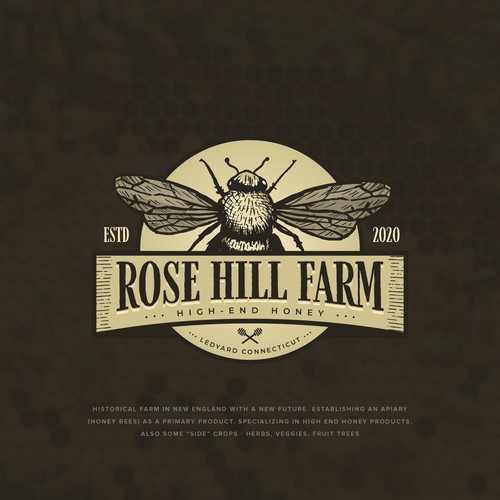 Historic New England Farm producing elegant honey ISO a legacy worthy logo Design by R A P