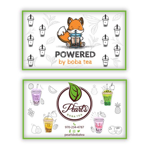 Need New Business Cards for Pearl's Boba Tea business!!! Design by irDesignx