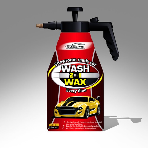 Glosspro "2 in 1 Car Wash and Wax" (Waterless Carwash)  Label Design by Yeni Rostislav