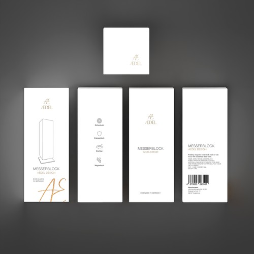 Design of an elegant product packaging for the first product of a new brand. Rotating knife block Design by Ahmed.elroumi