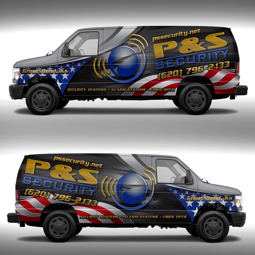 Americana, Service van that installs alarm systems, camera systems & install fiber optic cables Diseño de adelea