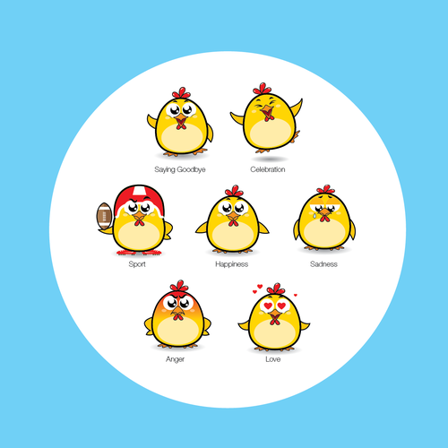 Chicken Emoji Stickers Design by giorgia.isacchi