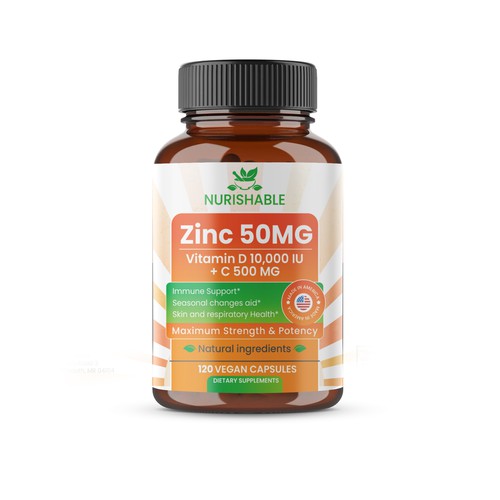 We need a "beautiful bottle label" for Zinc and Vitamin D3 supplement - Redesign Design by Designlifelk