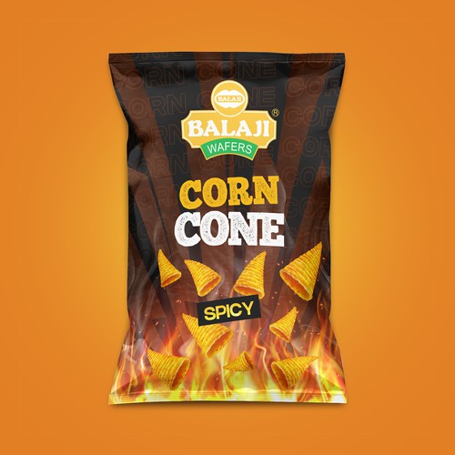 Amazing Pack design for our newly corn snacks Design by Kusanagi Studios