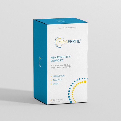 a box for male reproductive supplement improves sperm quality that look professional yet luxurious Design by ateiluj