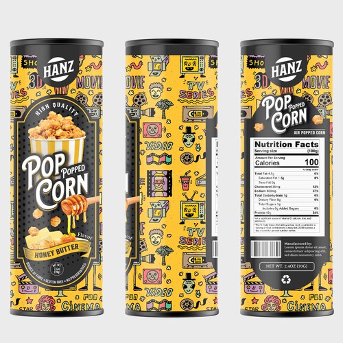 Premium Quality Popped Pop Corn Packaging Design by Davi Giolo ★