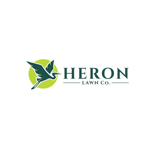 Modern Lawn Care Business with Heron Design by CreCreature