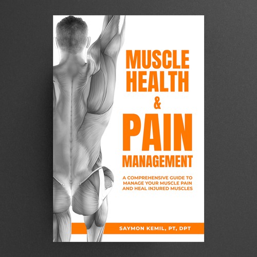 Book cover with a drawing images of the human anatomy combining muscles and bone structure. Design by Amal jith