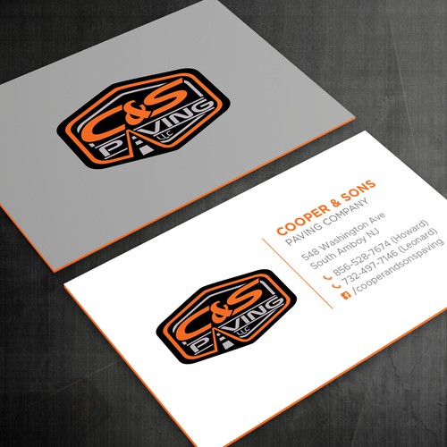 We are an asphalt paving company  card with character, style, stands out from everyone nothing bland no white ,add stuff Design réalisé par Felix SH