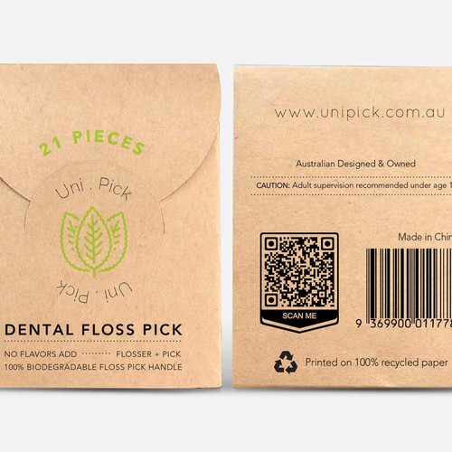 We need a Clean & Minimum design for our first Smart packaging dental floss picks product Design by Lady Goga