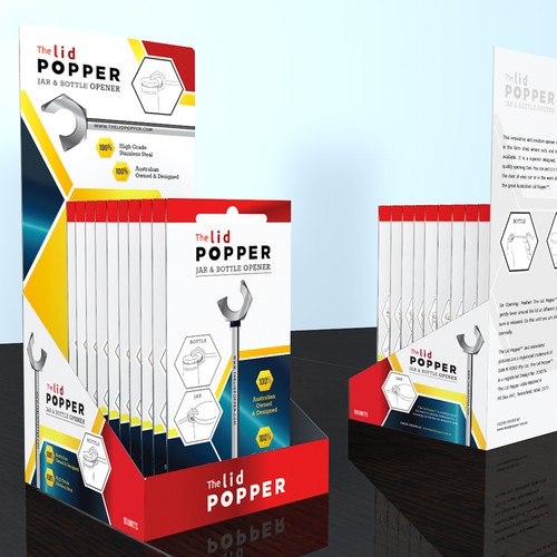 The Lid Popper  (jar and bottle opener) needs packaging Design by goatdesign88