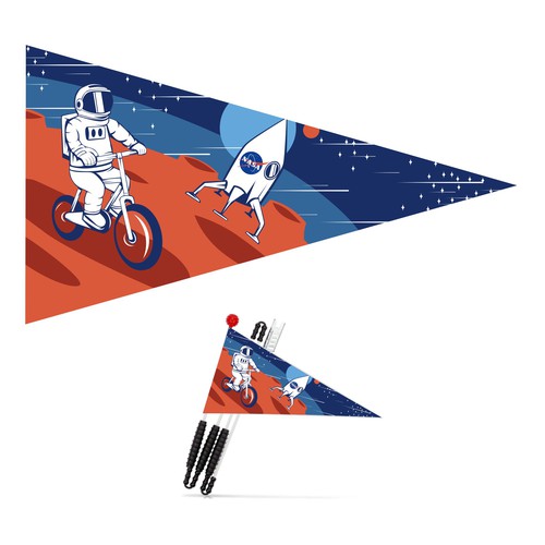 Bicycle flag for boys with space theme Design by joelesse