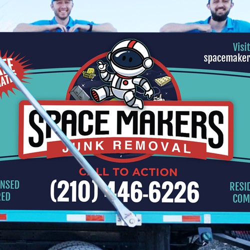 Fun and Catchy Junk Removal Service Truck Wrap - Space Theme Design by GrApHiC cReAtIoN™