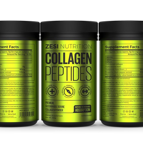 Design an attention grabbing, modern label for our collagen supplement Diseño de Imee008