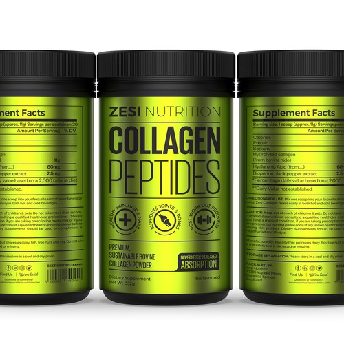 Design an attention grabbing, modern label for our collagen supplement Design by Imee008