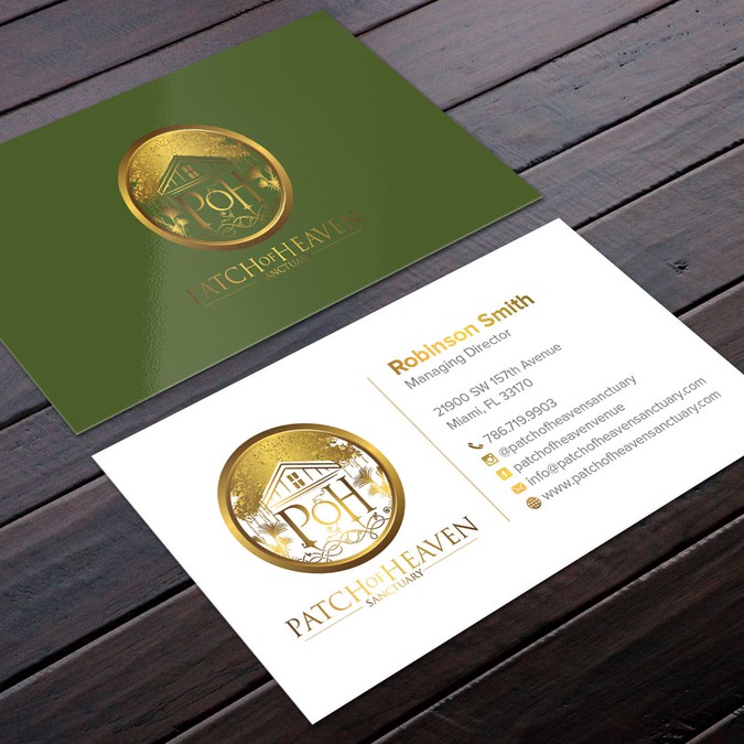 WHITE Business Card Design with Our Logo in Shiny Gold | Business card