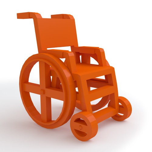 Make a printable 3d model of a paragliding wheelchair being pulled by quadcopters. Design by syakuro